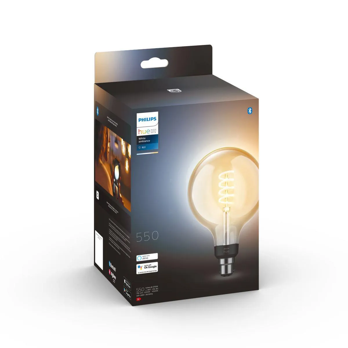 Philips Hue White Ambience Filament G125 B22 Bluetooth Bulb (2021)