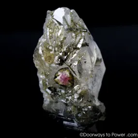 Pink & Green Tourmaline in Quartz Crystal Point 'Steadfast Spirit' A    