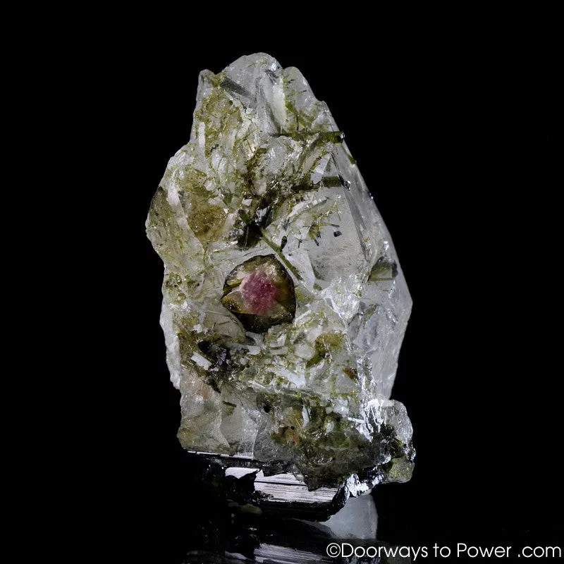 Pink & Green Tourmaline in Quartz Crystal Point 'Steadfast Spirit' A    