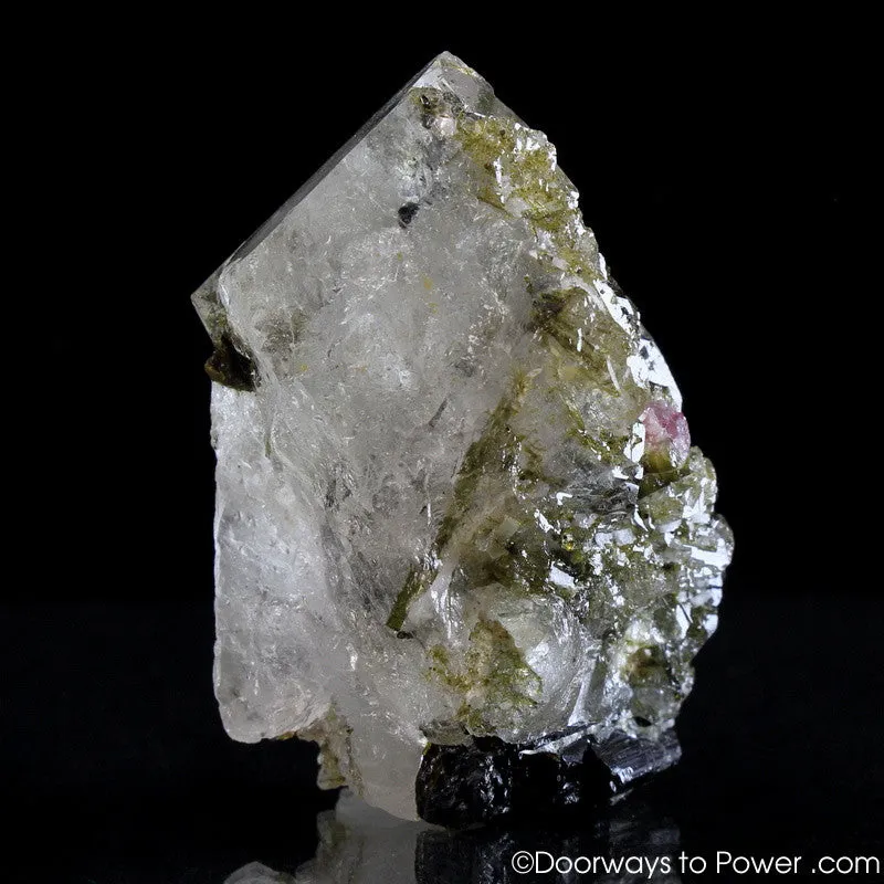 Pink & Green Tourmaline in Quartz Crystal Point 'Steadfast Spirit' A    