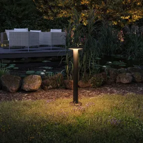 Plug & Shine Outdoor Plate 7W LED Single Bollard Gold Light in Anthracite