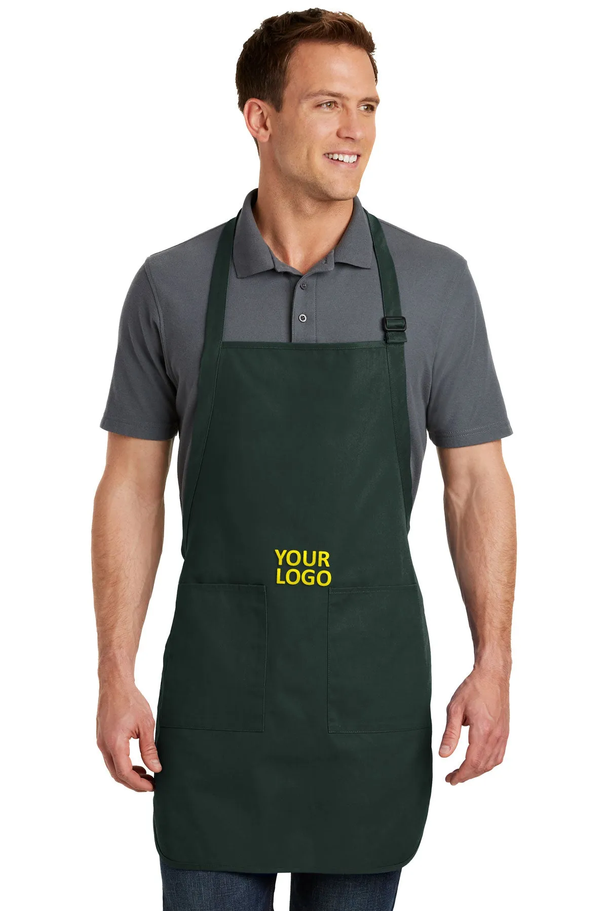 Port Authority Full-Length Custom Aprons with Pockets, Hunter