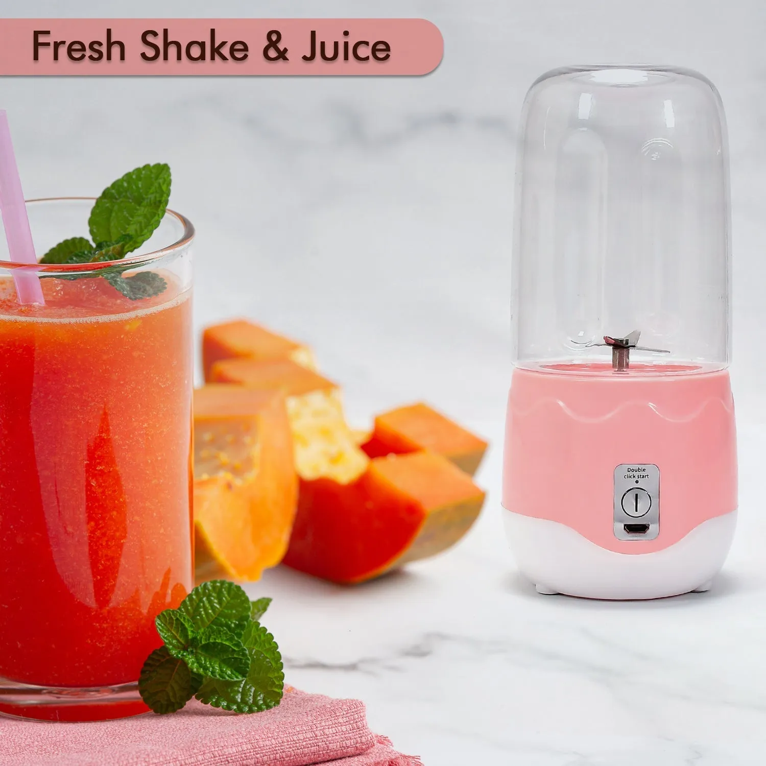 Portable Blender, Personal Blender Juicer Cup, Mini Handheld Blender with 4 Blades, Mixer for Fruit Shakes and Smoothies, Portable Juicer (Multicolor)