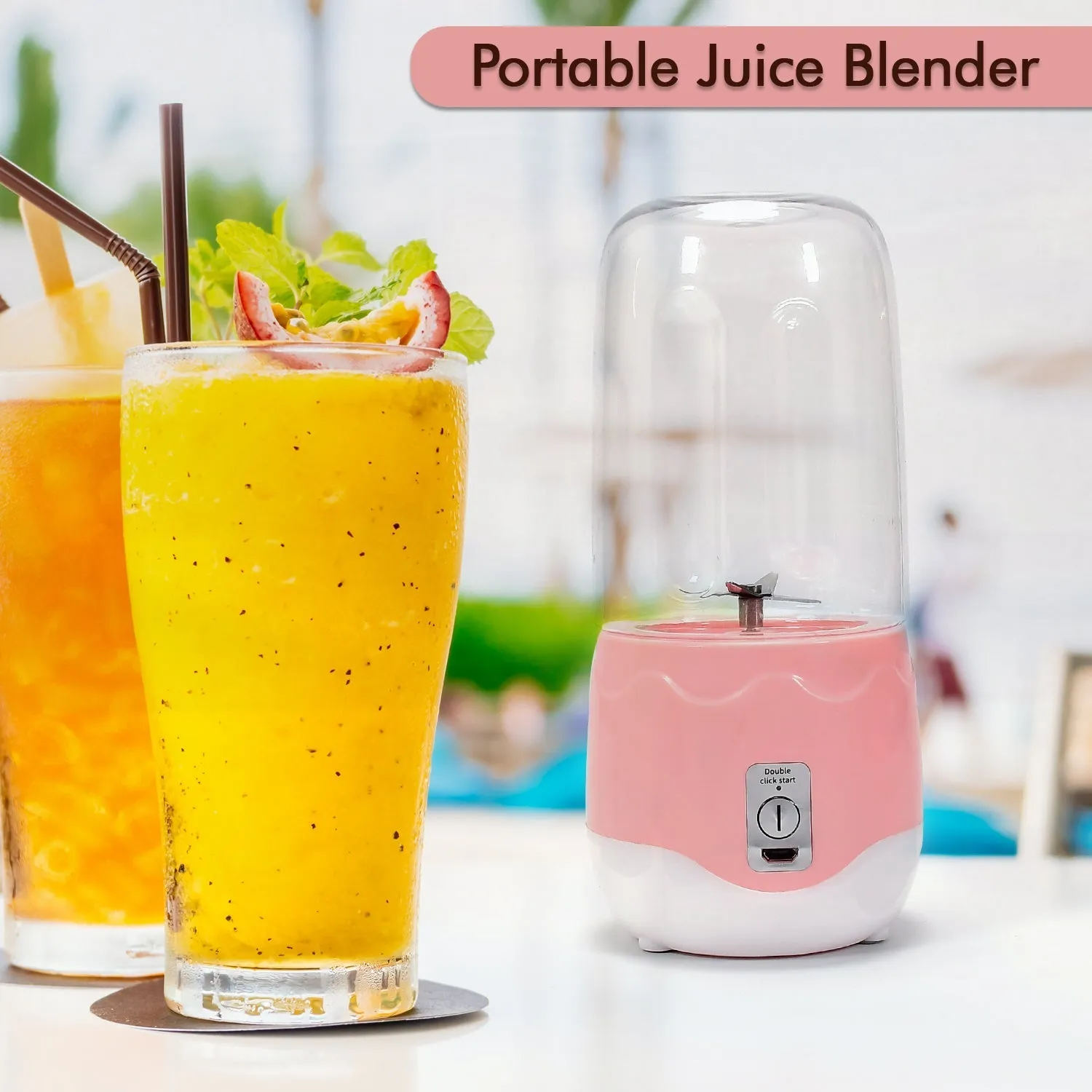 Portable Blender, Personal Blender Juicer Cup, Mini Handheld Blender with 4 Blades, Mixer for Fruit Shakes and Smoothies, Portable Juicer (Multicolor)