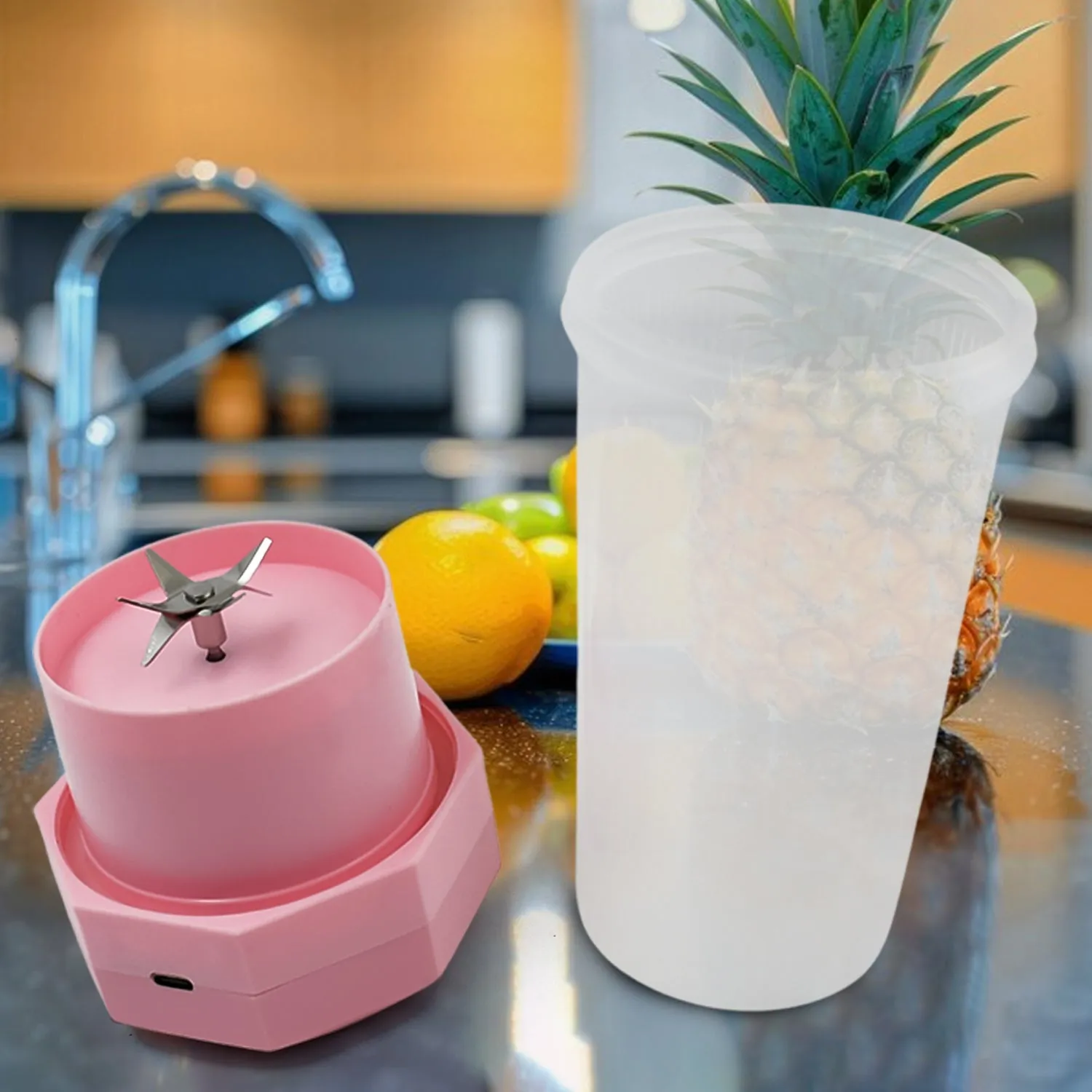 Portable Multifunctional Electric Juicer Cup, USB Juice Maker 6 blade (350 ML)