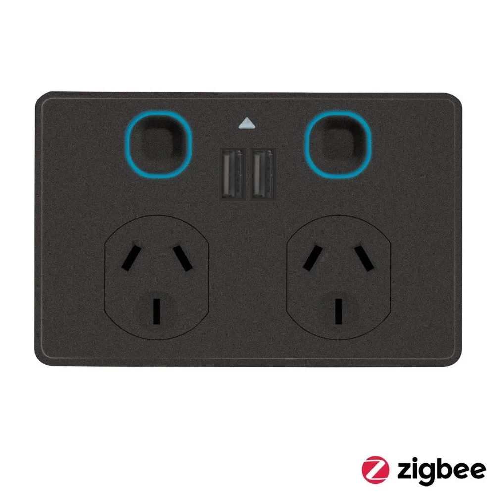 Power Point Switch (Zigbee) Double/Quad in White or Matt Black