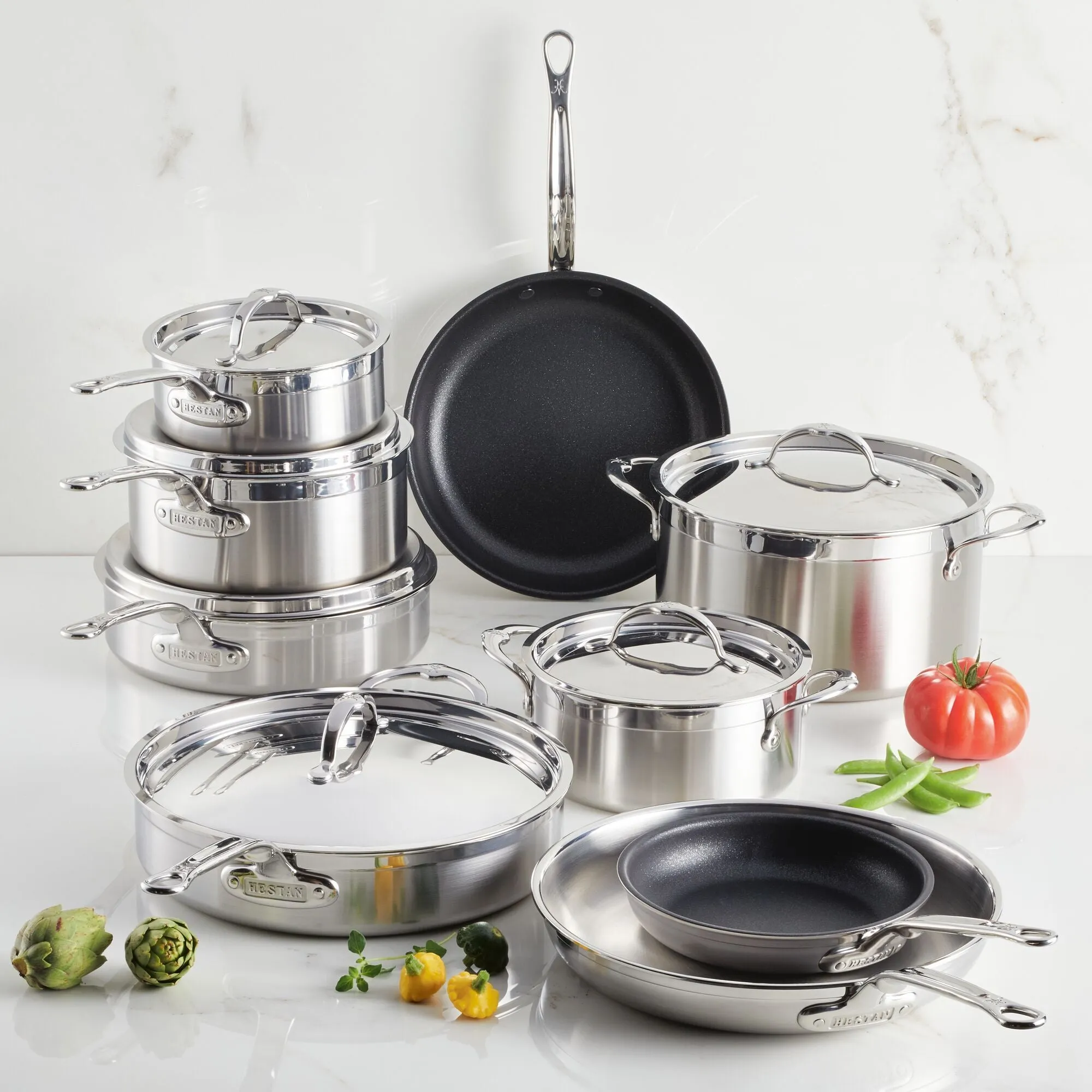 Professional Clad Stainless Steel Epicurean Set, 15-piece