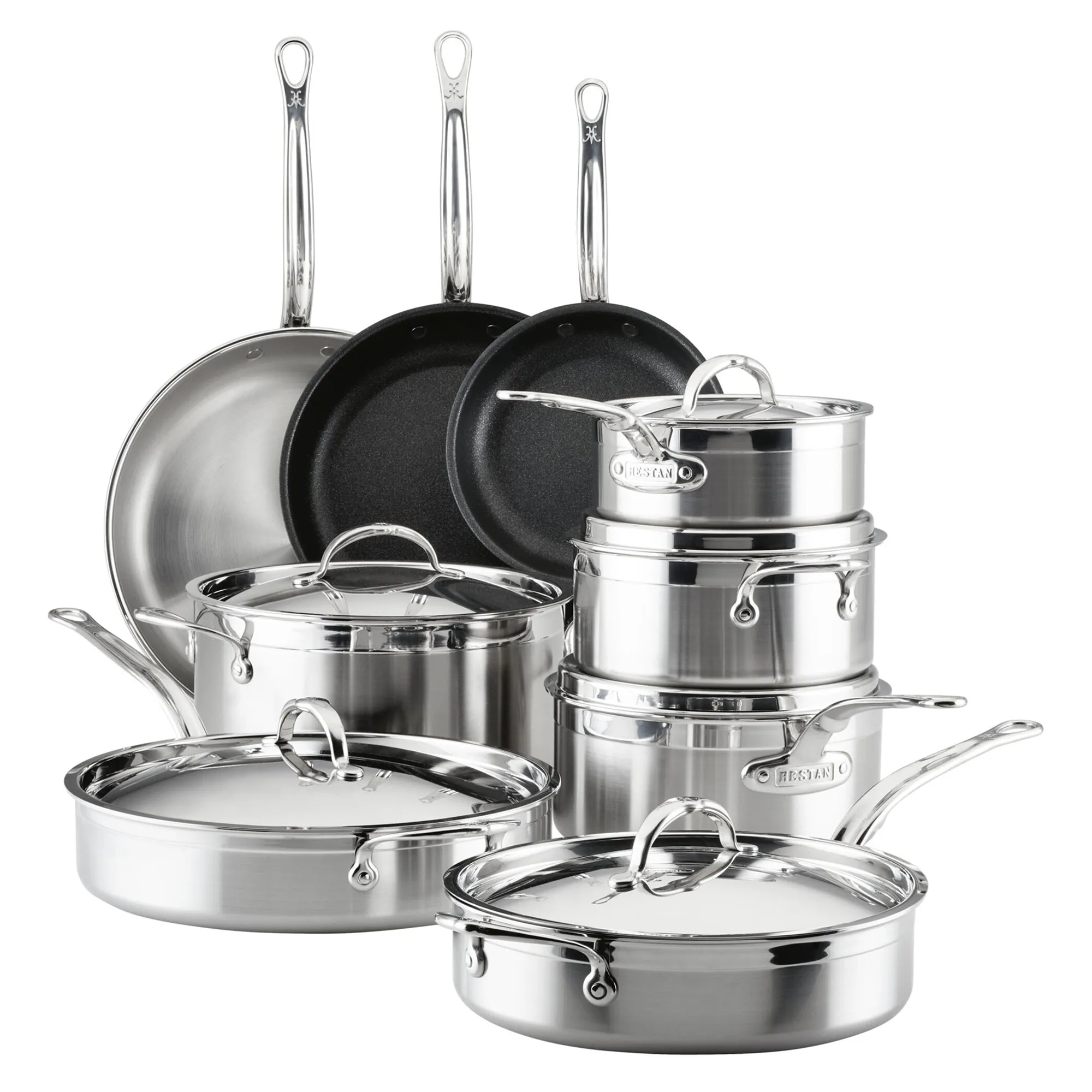 Professional Clad Stainless Steel Epicurean Set, 15-piece