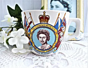 Queen Elizabeth II Cup Only Silver Jubilee 1977 Grindley Ironstone Colorful Graphics