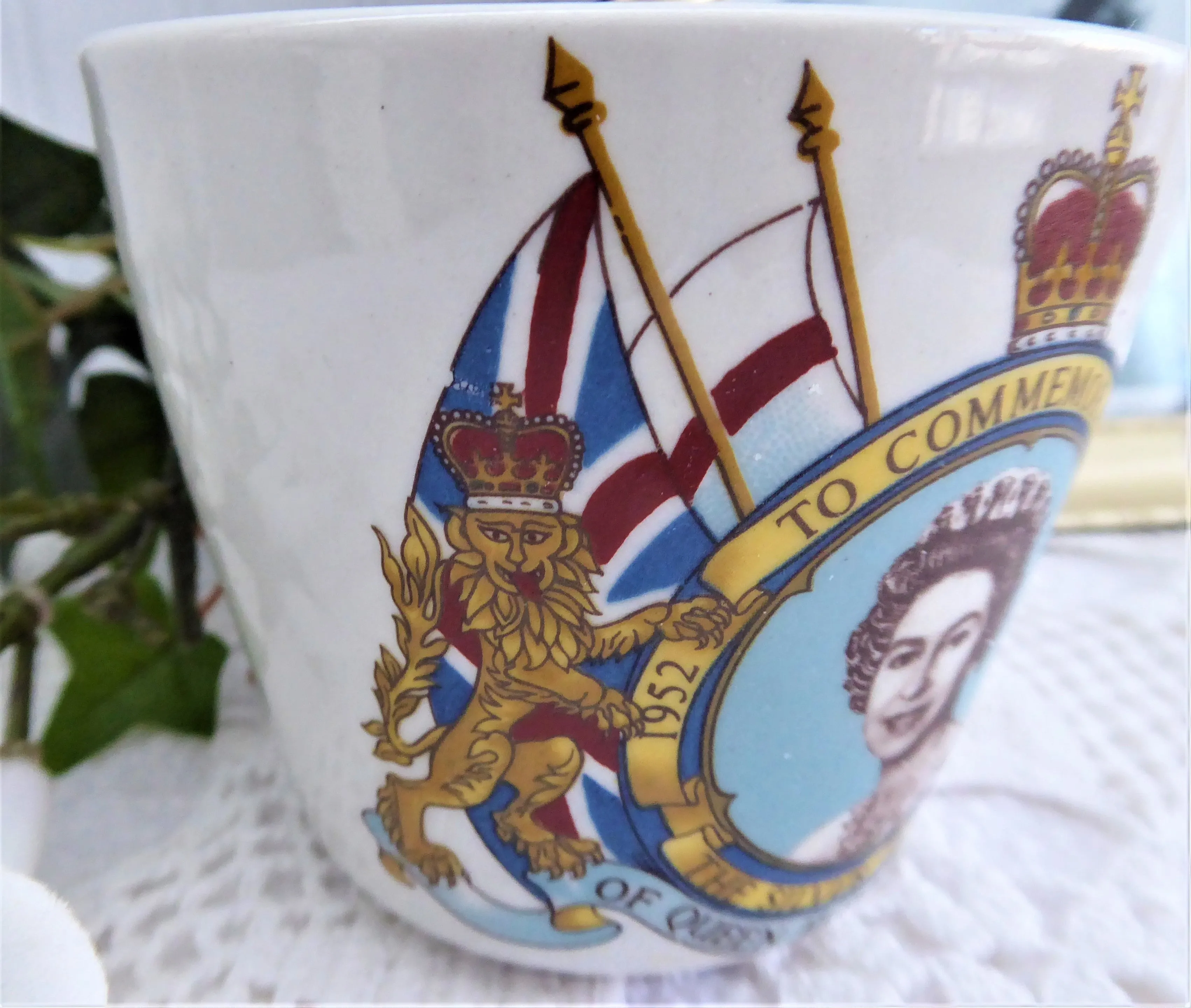 Queen Elizabeth II Cup Only Silver Jubilee 1977 Grindley Ironstone Colorful Graphics