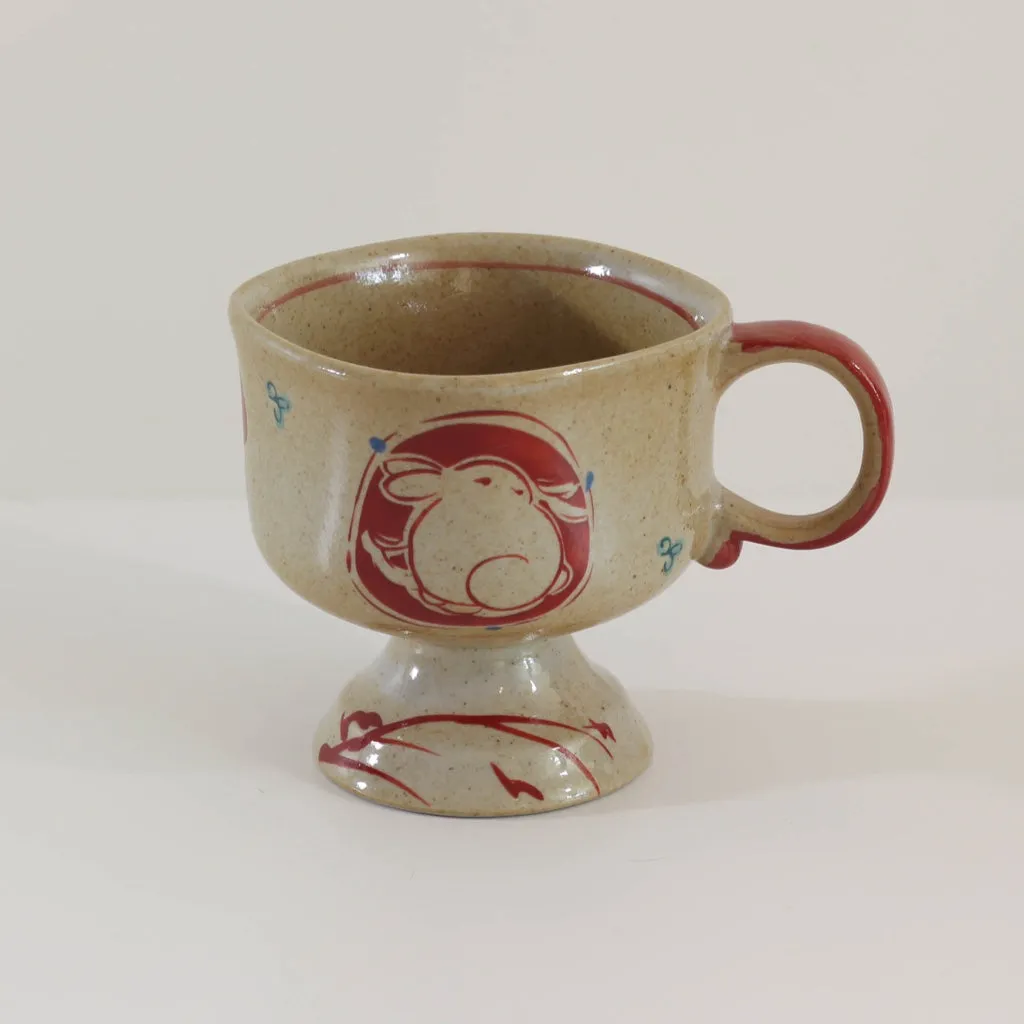 Rabbit Handcrafted Coarse Pottery Goblet