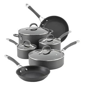 Radiance Hard Anodized Nonstick Cookware Pots and Pans Set, 10 Piece, Gray