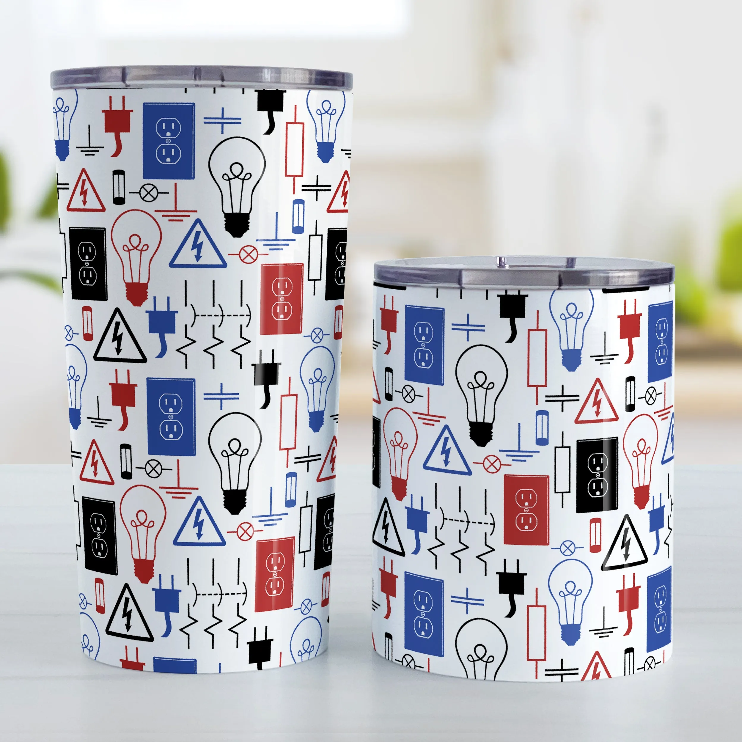 Red Blue Electrical Electrician Tumbler Cup