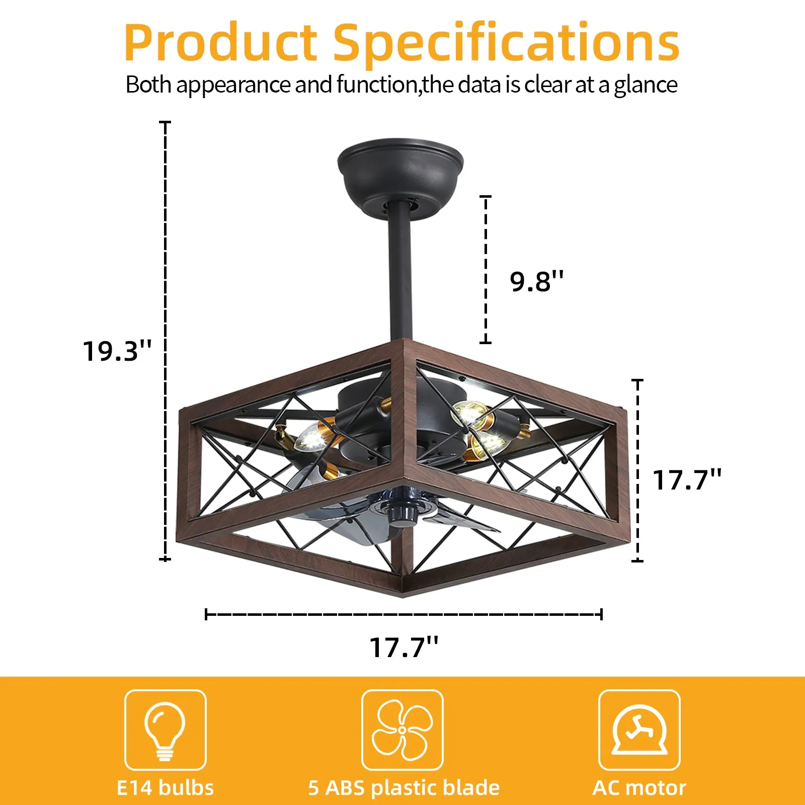 Retro Caged Ceiling Fan 18 - Remote & App Control