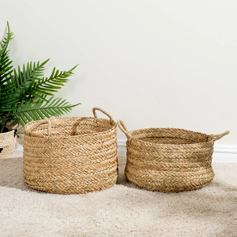 Round Seagrass Basket with Loop Handle