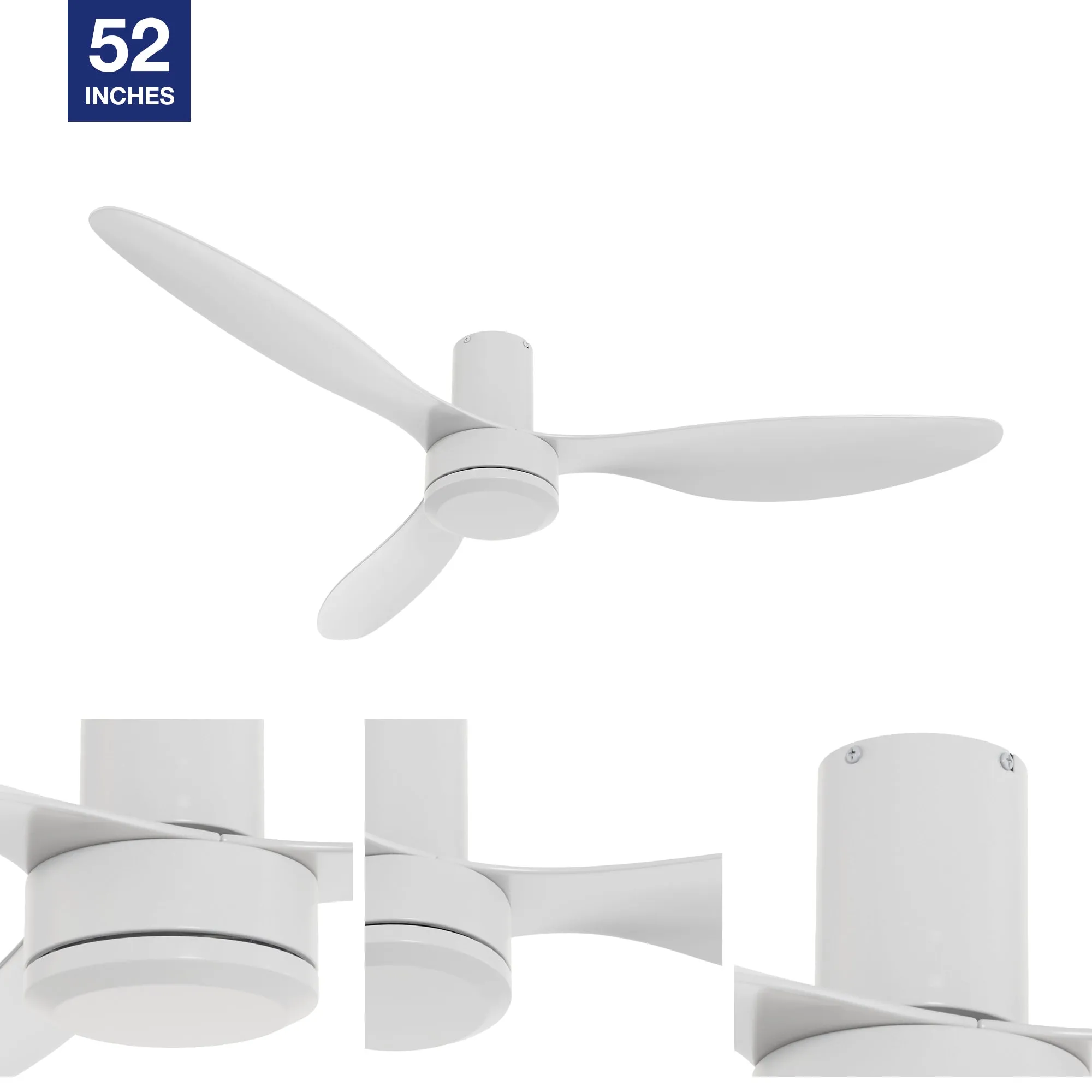 Sayer Flush Mount Modern Ceiling Fan with Remote 52 inch(NO LED)