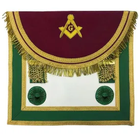 Scottish Rite Master Mason Handmade Embroidery Apron - Brown and Green