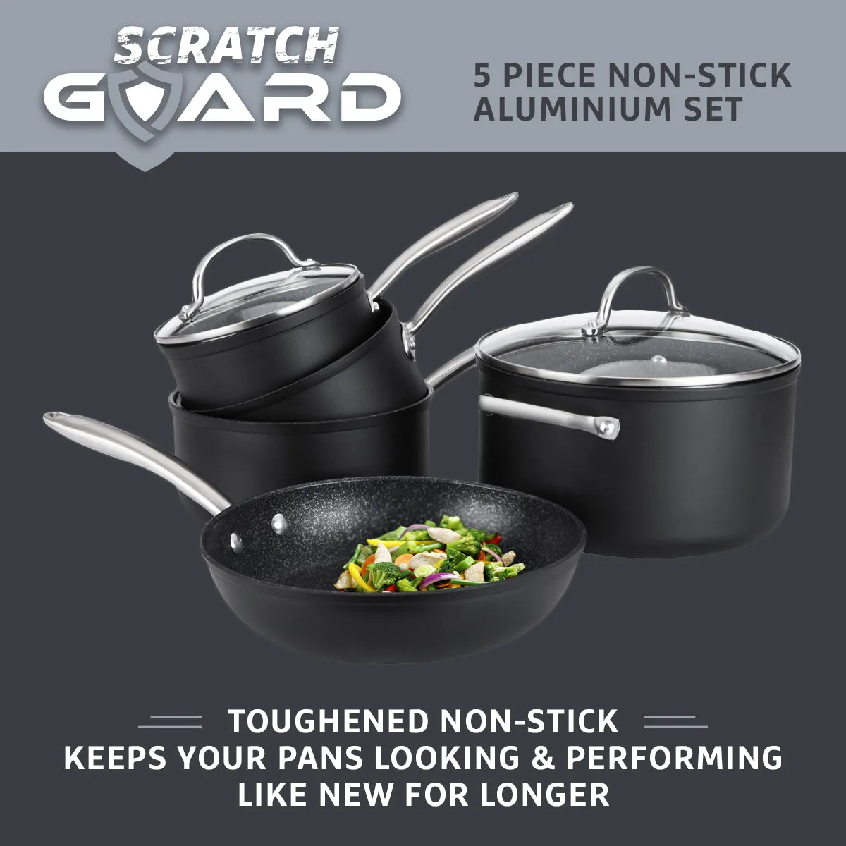 Scratch Guard Non Stick 5 Piece Pan Set