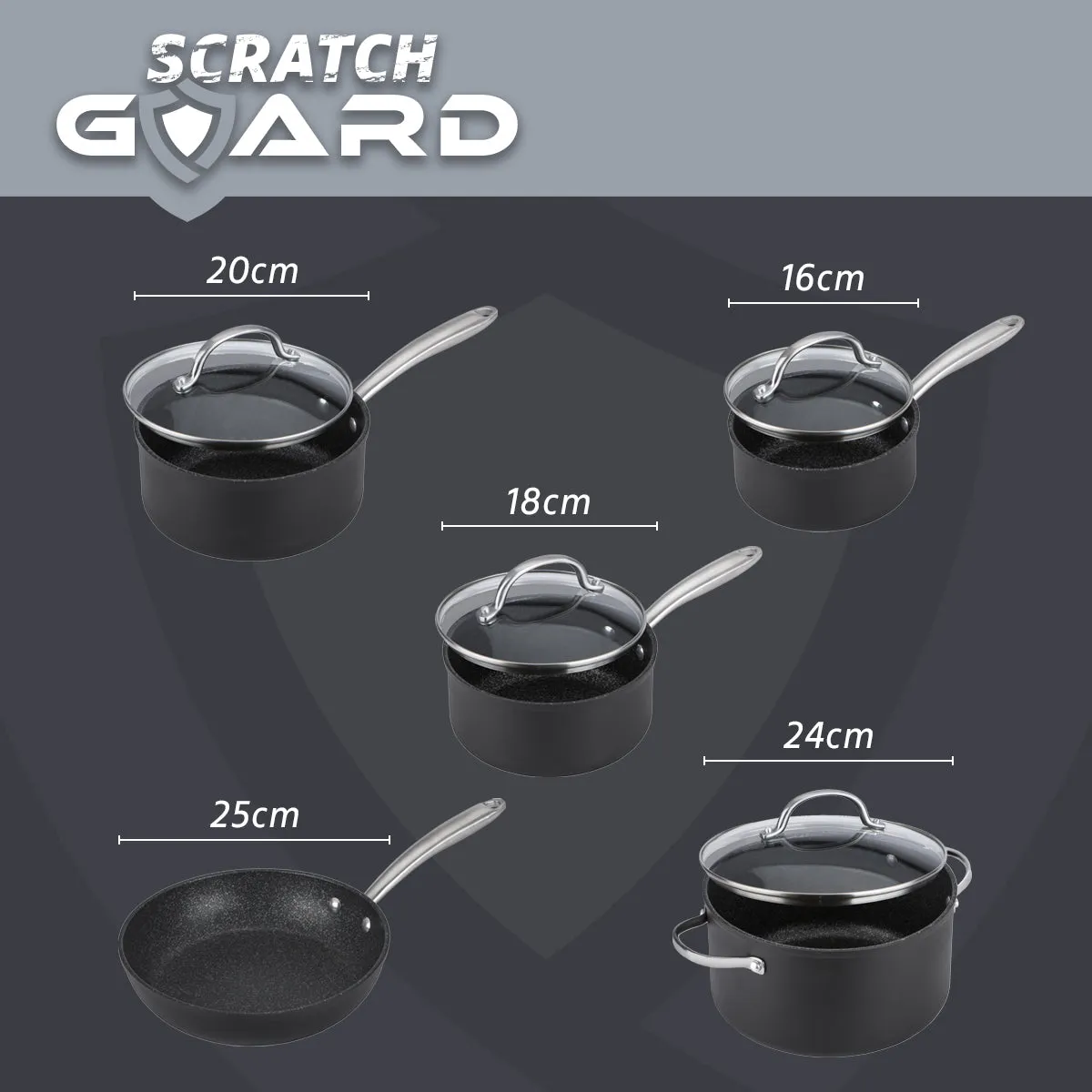 Scratch Guard Non Stick 5 Piece Pan Set