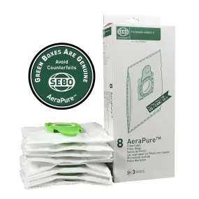 Sebo canister vacuum bags 8pk fits model Airbelt E (Part no. 8300ER/8300AM)