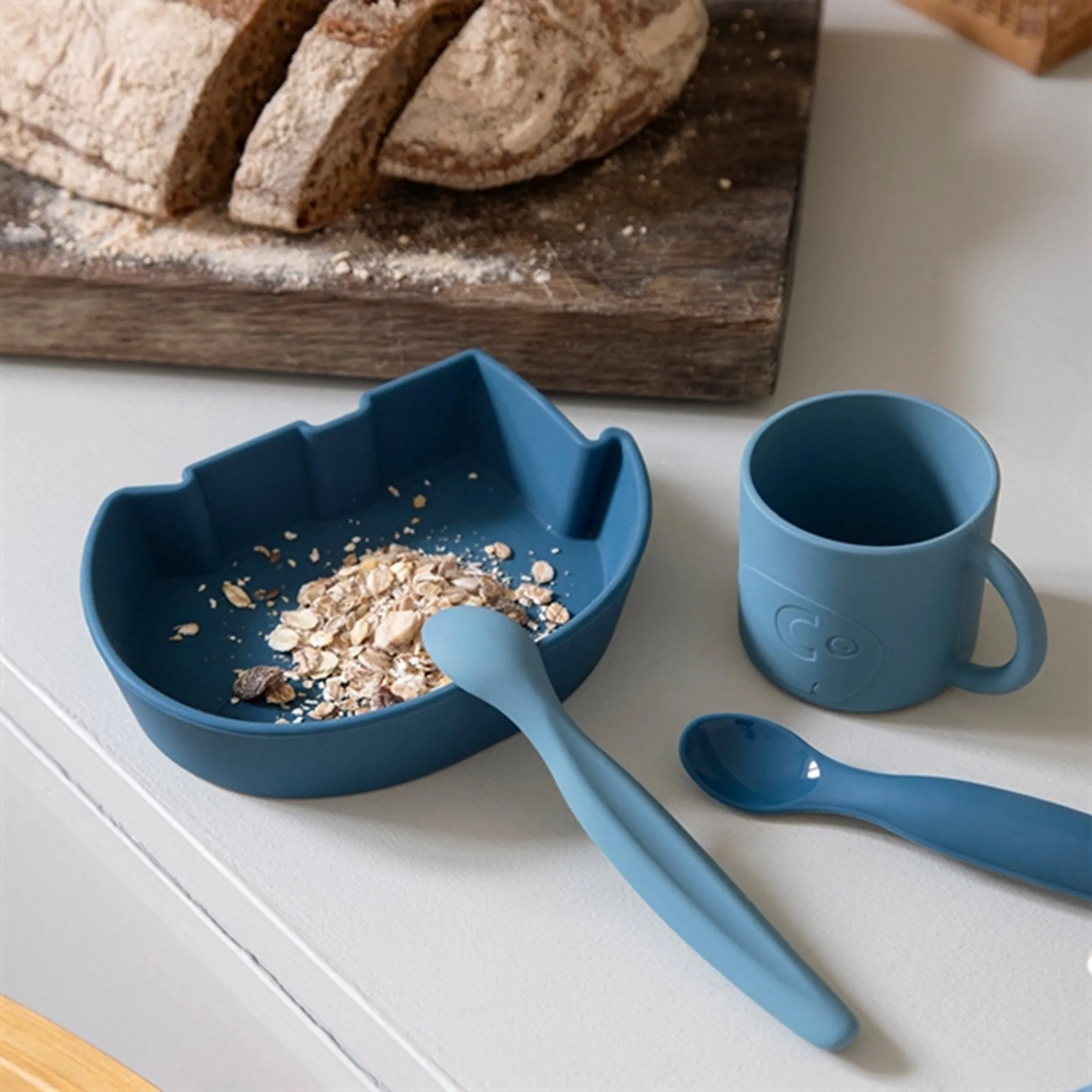 Sebra Silikone Spoon Set Vintage Blue