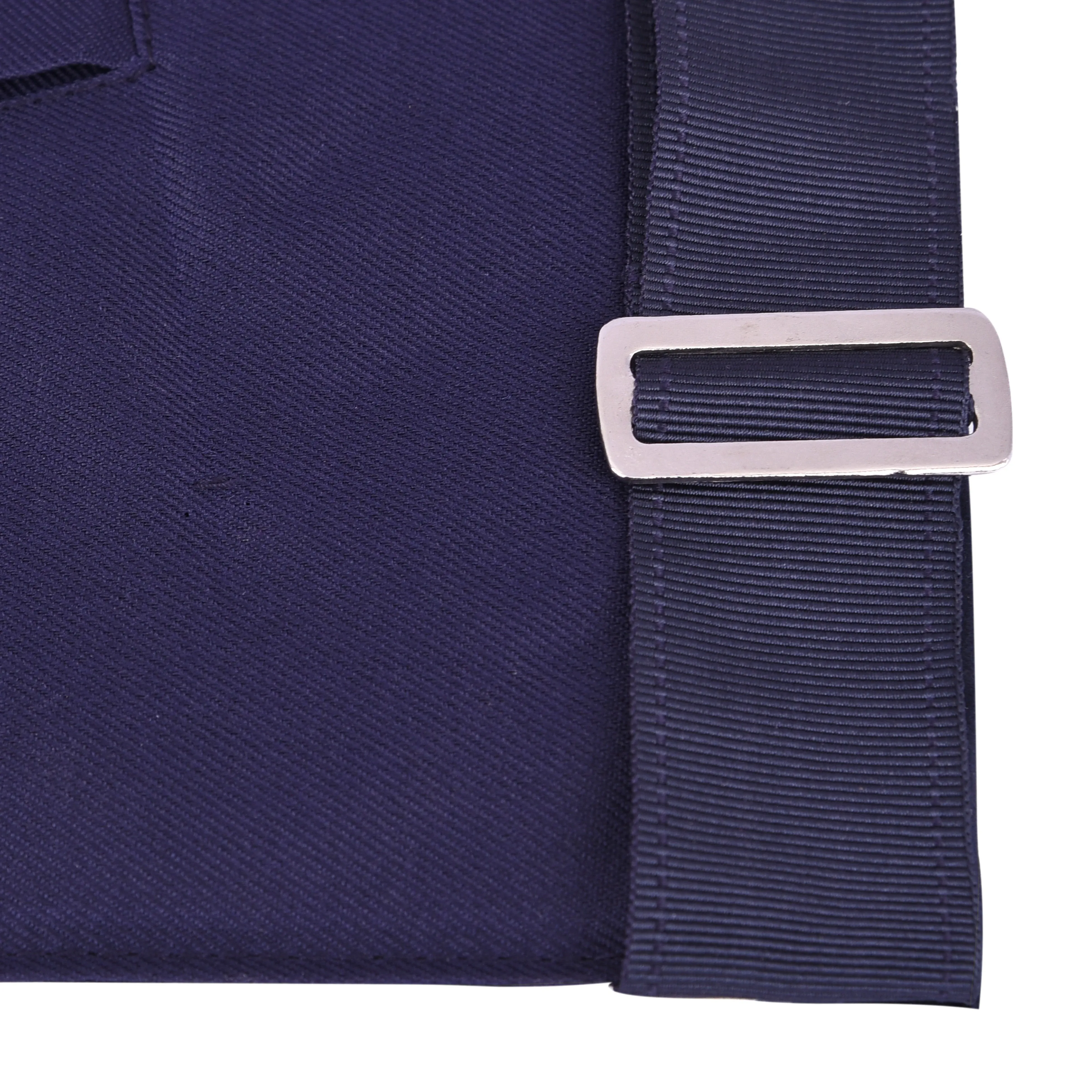 Secretary Blue Lodge Officer Apron - Navy Velvet With Silver Embroidery Thread