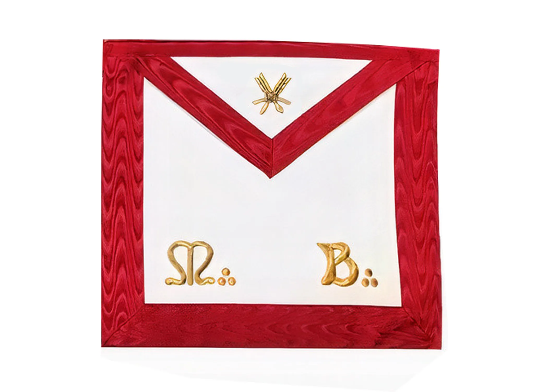 Secretary Scottish Rite Apron - Red Moire Gold Embroidery