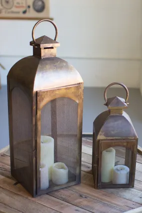 Set of 2 Antique Bronze Lanterns