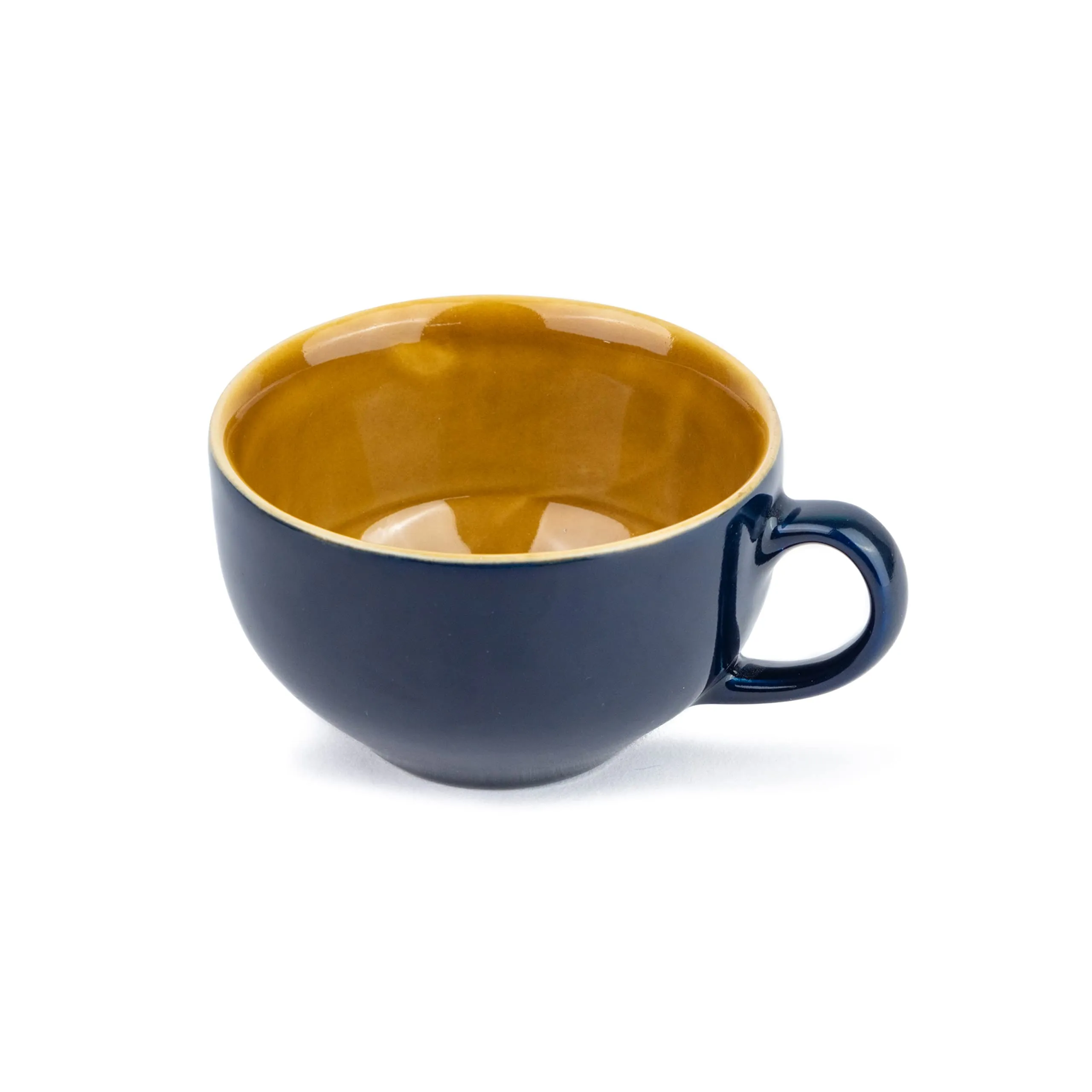 Shay Large Ceramic Coffee Cup Set of 2, Midnight Blue, 350ml | Cappuccino Cup | Glossy Finish | Large Ceramic Coffee Cup | Premium Stoneware Coffee Cup | Microwave Safe (XL Cuppa - Midnight Blue)