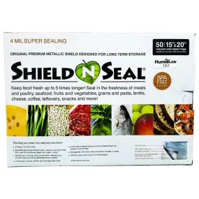 Shield N Seal® Vacuum Seal Bags, 15"x20", Zipper, Metallic/Clear (50 Bags)