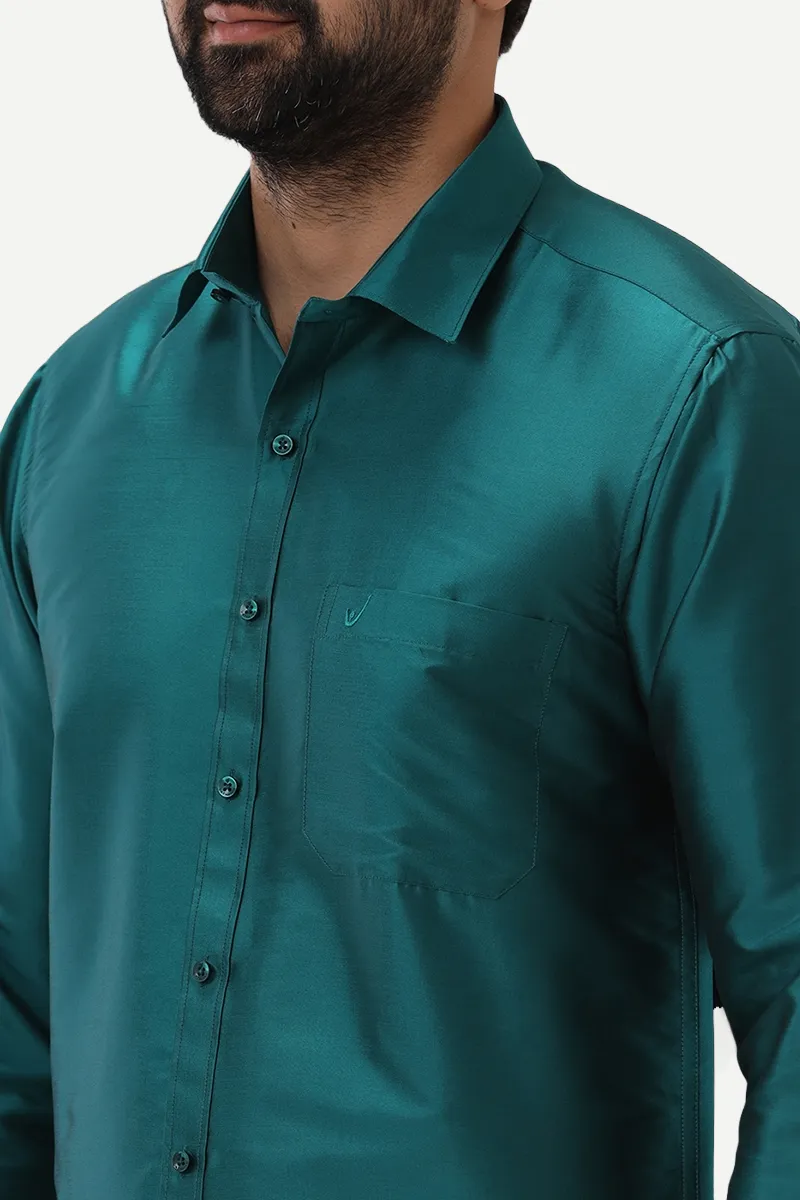 Silk Feel - Ramar Green Silk Shirts For Mens | Uathayam