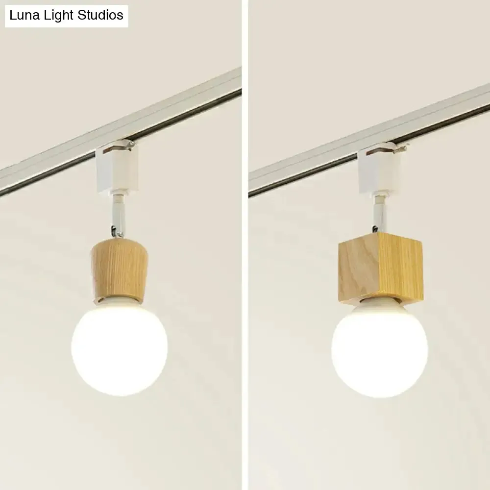 Simplicity Wooden 4-Light Exposed Bulb Track Ceiling Light in White - Ideal for Dining Room