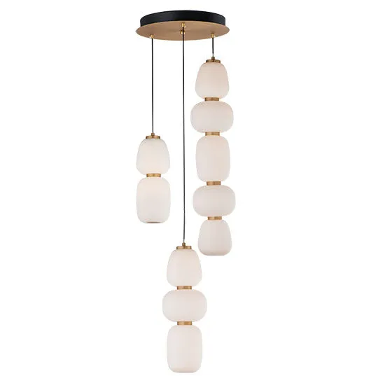 Soji 3-Light LED Pendant, 3,200 Lumens, 165W, 3000K CCT, 120V, Black/Gold Finish