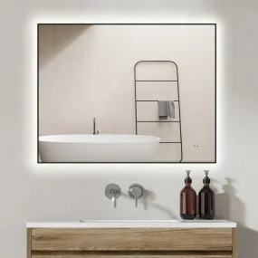 Sol Black Frame 900mmx700mm Anti-Fog Dimmable Led Bathroom Mirror Rectangular