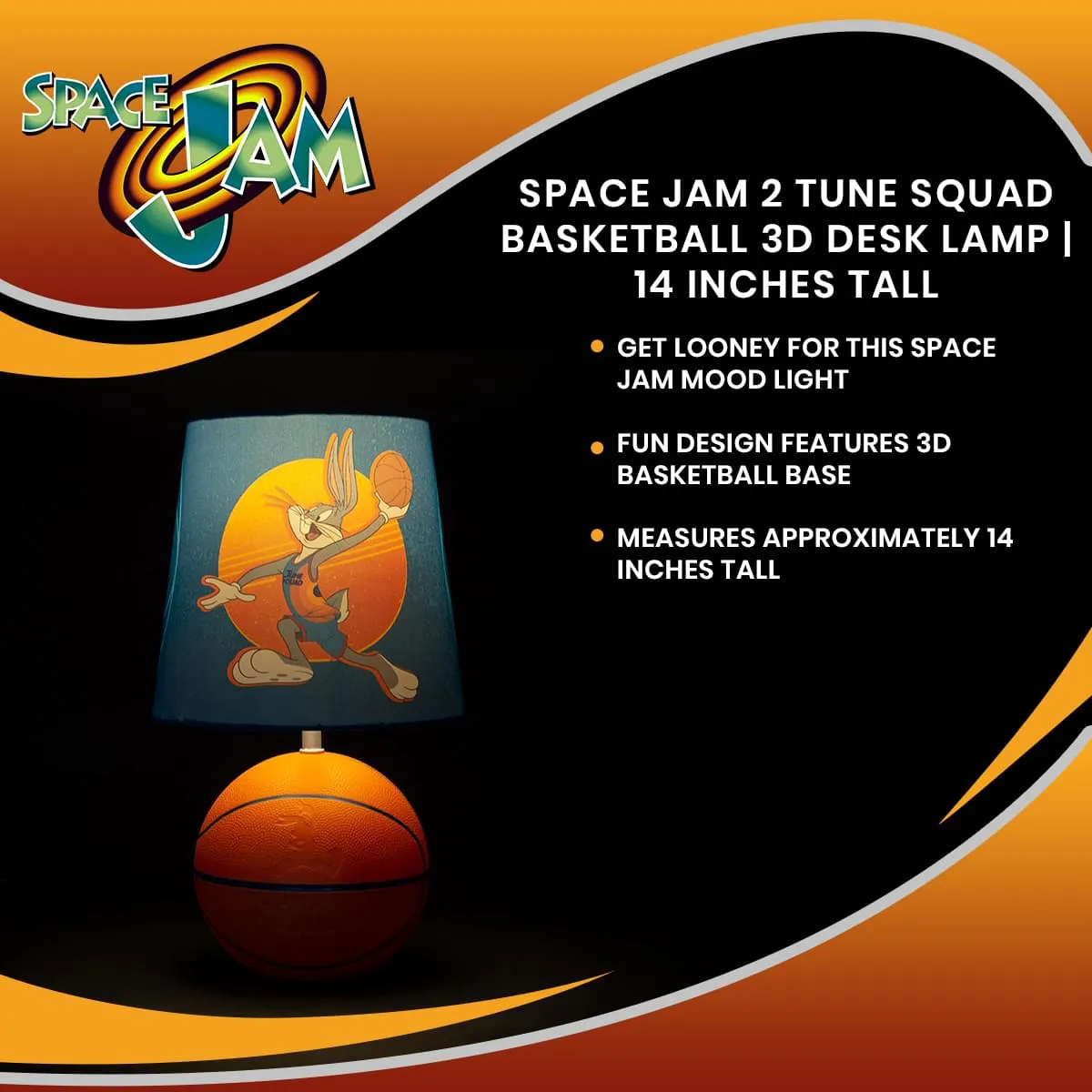 Space Jam 2 Tune Squad Basketball 3D Desk Lamp | 14 Inches Tall