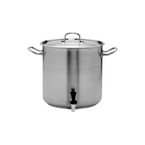 Stockpot - 18/10, with Cover & Tap, 350x350mm /33.6Lt  |PUJADAS Inox Pro