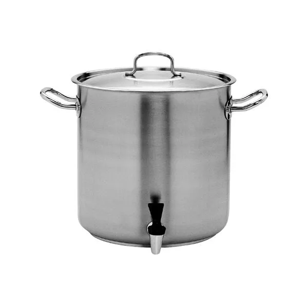 Stockpot - 18/10, with Cover & Tap, 400x400mm /50.0Lt  |PUJADAS Inox Pro