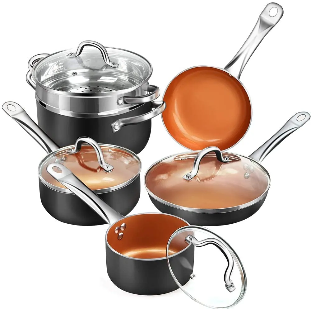 Tech Real Copper Infused Ceramic Coating 10 Pieces Cookware Set,