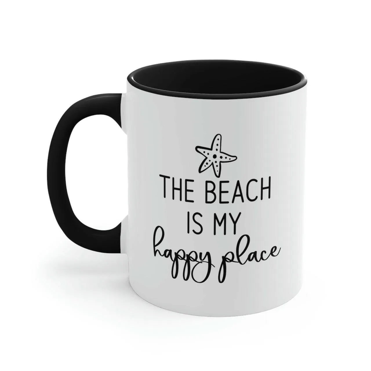 The Beach Is My Happy Place Ceramic Coffee Mug, 5 Colors