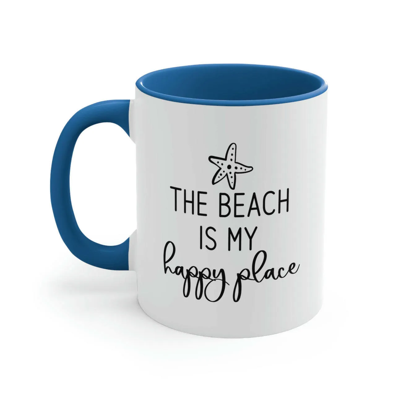 The Beach Is My Happy Place Ceramic Coffee Mug, 5 Colors