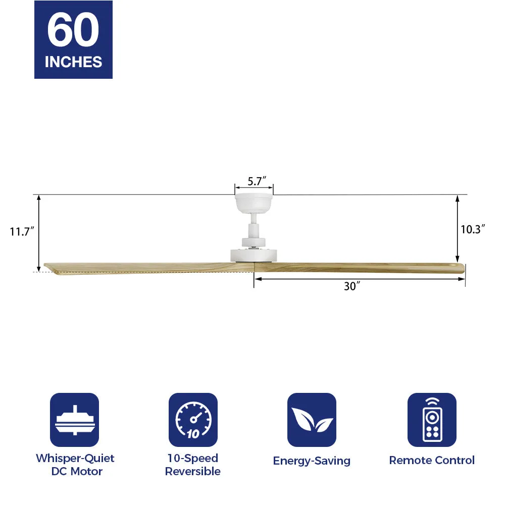 Thora 60 inch Farmhouse DC Motor Ceiling Fan with Remote(NO LED)