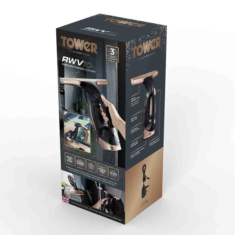 Tower TWV10 Cordless Window Cleaner - Black/Rose Gold