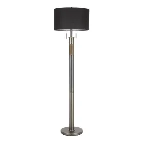 Trophy Industrial Floor Lamp in Gun Metal with Black Linen Shade by LumiSource