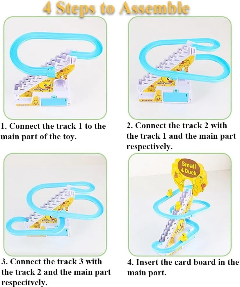 Umadiya® Duck Track Toys for Kids - Ducks Chasing Race Track Game Set - Small Ducks Stair Climbing Toys for Kids, Escalator Toy with Lights and Music - 3 Duck Included (Duck Track)