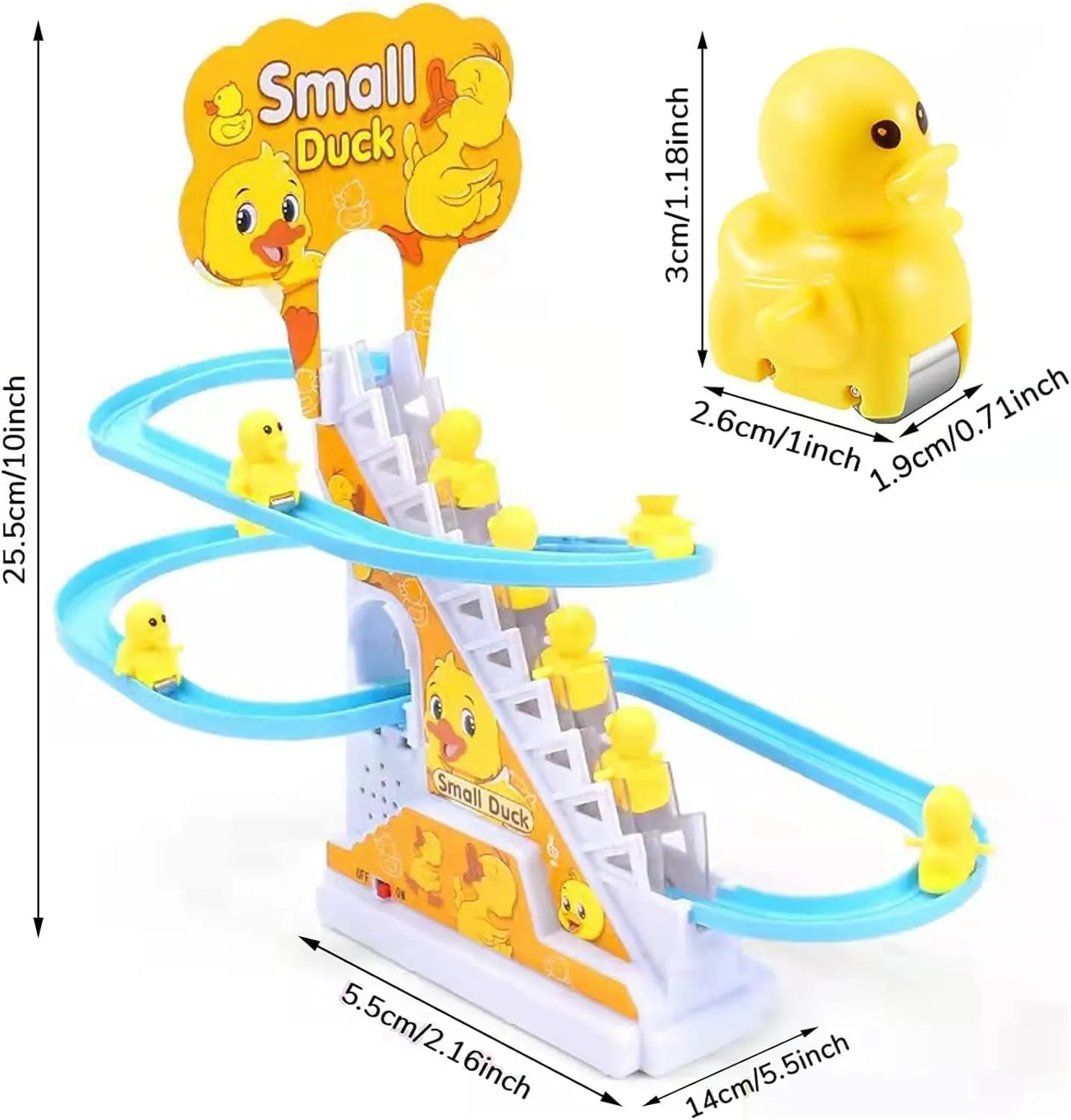 Umadiya® Duck Track Toys for Kids - Ducks Chasing Race Track Game Set - Small Ducks Stair Climbing Toys for Kids, Escalator Toy with Lights and Music - 3 Duck Included (Duck Track)