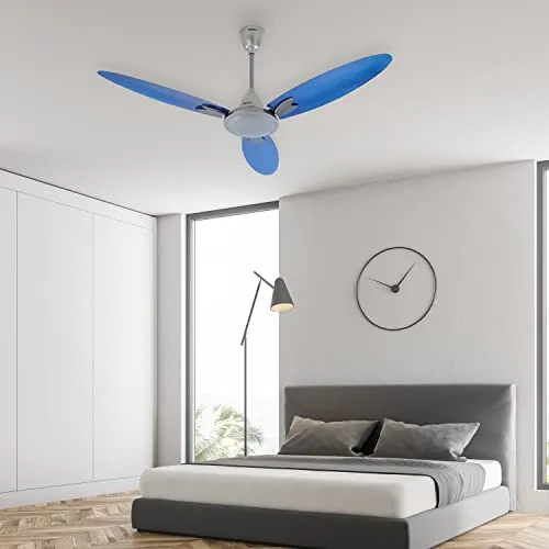 Usha Bloom Magnolia 1250mm wattage 78 Goodbye Dust Ceiling Fan with Anti Dust Feature(Sparkle Grey and Blue)