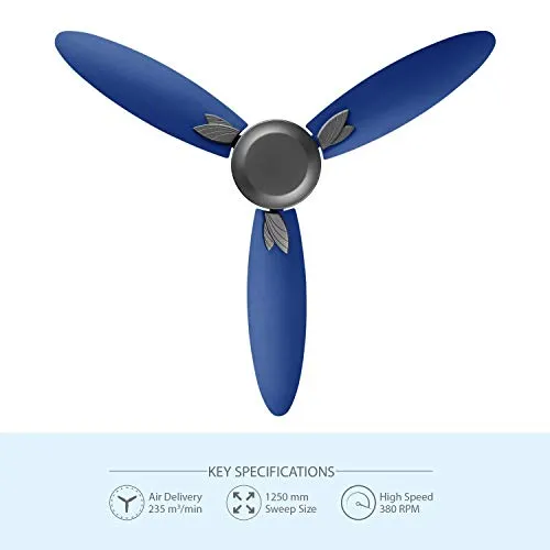 Usha Bloom Magnolia 1250mm wattage 78 Goodbye Dust Ceiling Fan with Anti Dust Feature(Sparkle Grey and Blue)