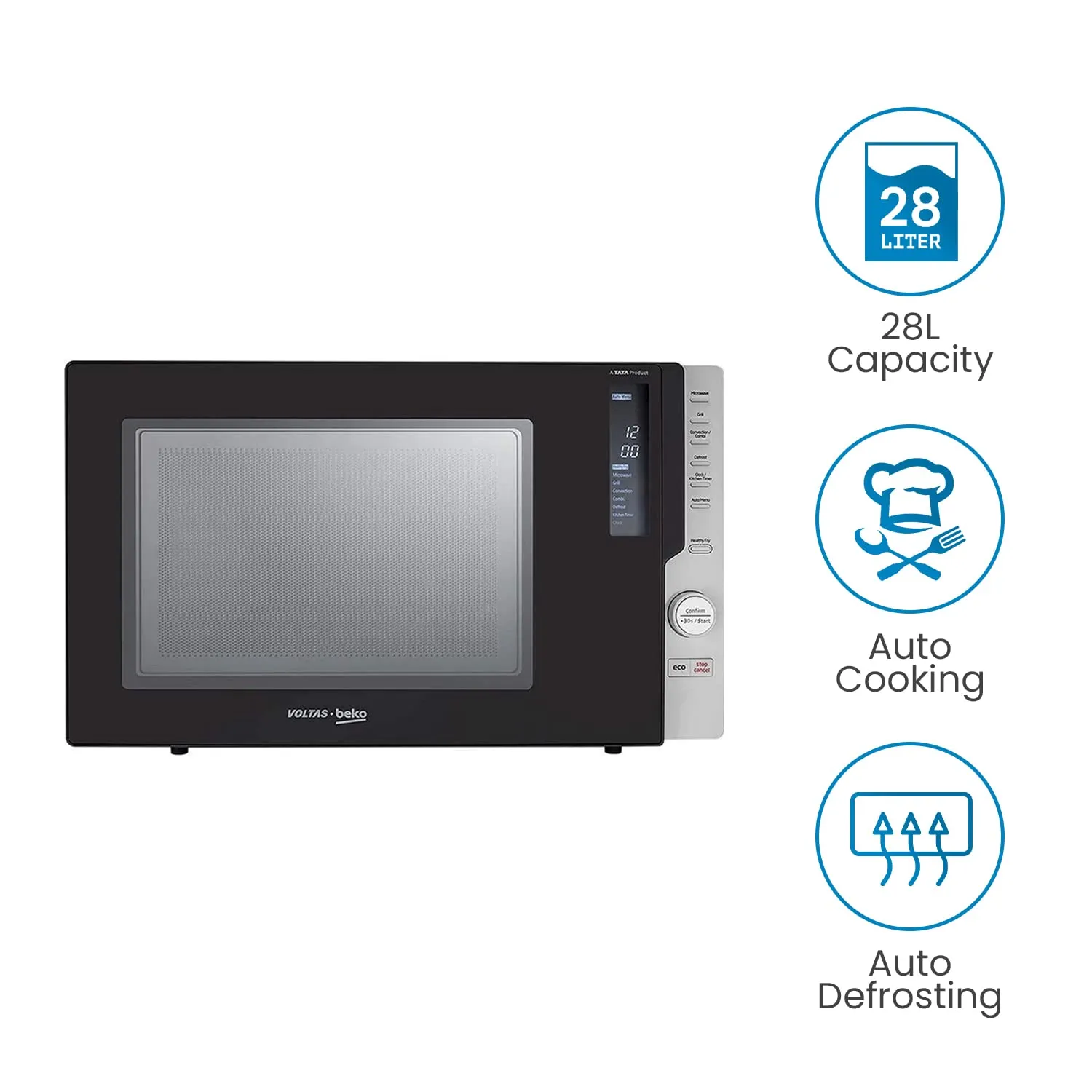 Voltas Beko 28 L Convection Microwave Oven, 5 power levels (MC28BD, Black)