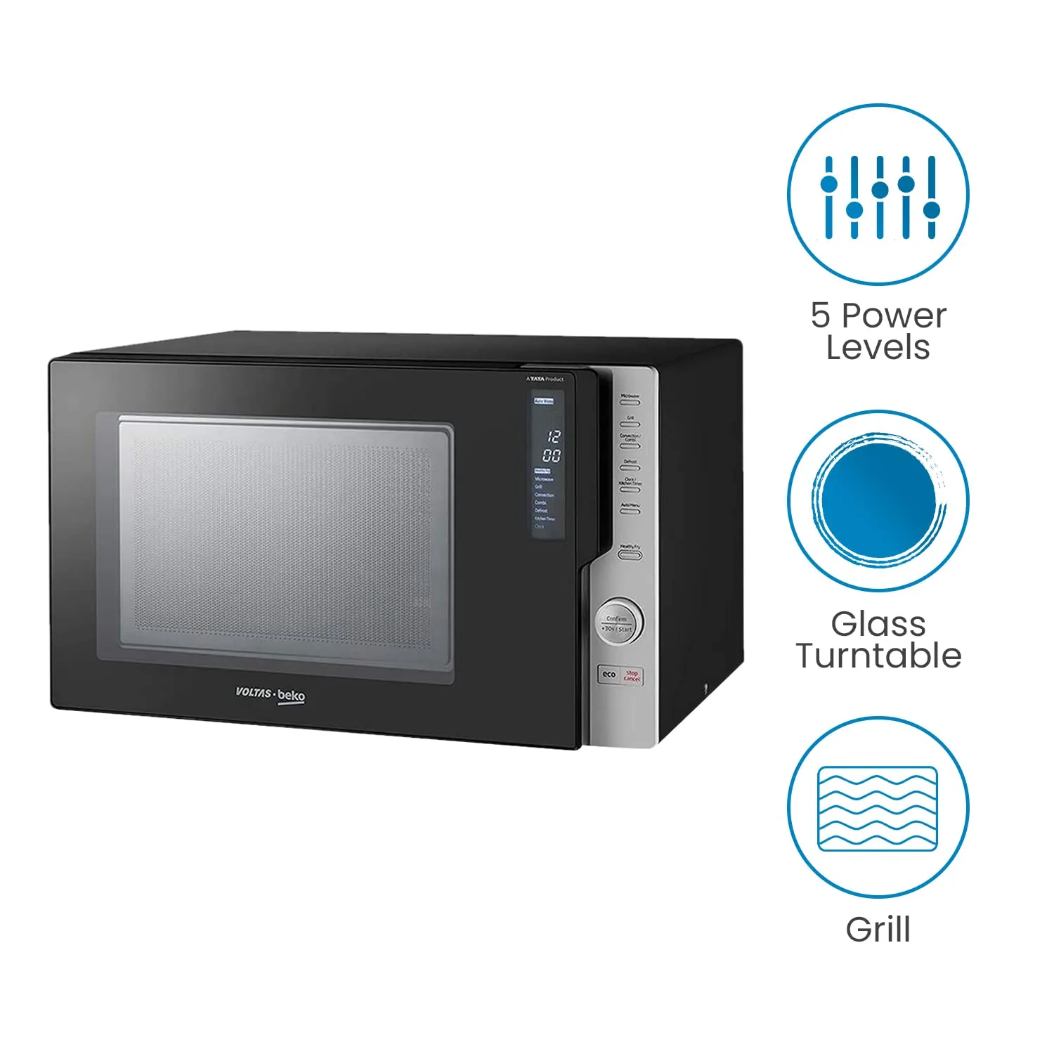 Voltas Beko 28 L Convection Microwave Oven, 5 power levels (MC28BD, Black)