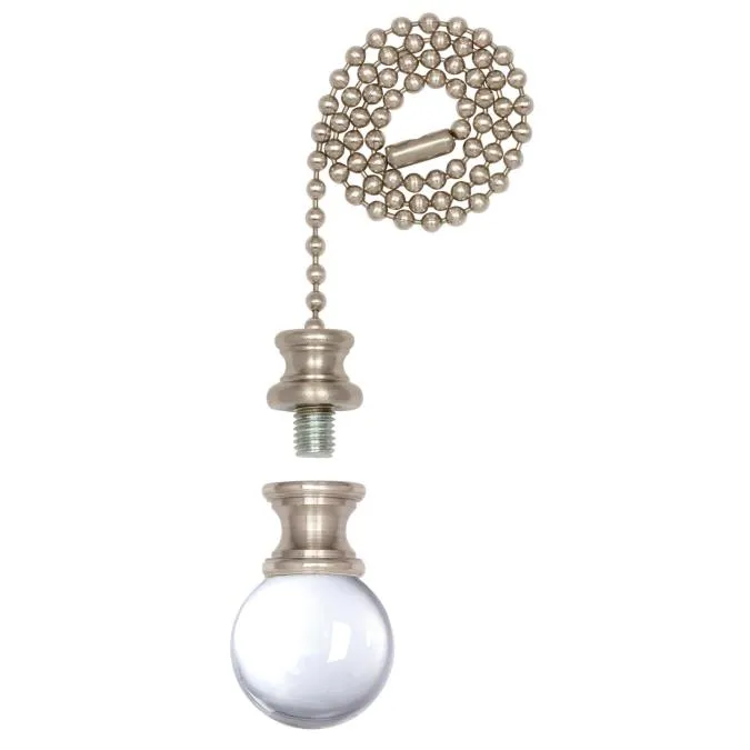 Westinghouse 1000000 Clear Glass Sphere Finial, 12-inch Beaded Pull Chain.